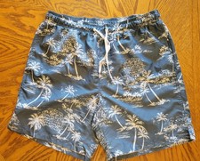 Men's/Old Navy/M/Lined/Drawstring/Swim/Beach/Board/Trunks/Shorts/Blue/Palm Tree