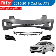 Front Bumper Cover Grille Assembly For 2015-2018 Cadillac ATS w/ Fog Lamp Bezel