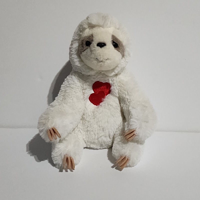 Douglas Tobie White Sloth Red Hearts Stuffed Plush 7" 2022