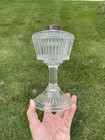 Antique US Glass Duncan Ribbed Band, Pattern Glass Oil Lamp #1 Queen Anne Burner — photo 9