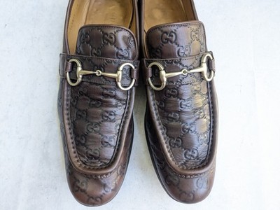 Gucci Brown Monogram Horsebit Loafers size 11.5 Gucci Horsebit Loafers Men 11 44 Brown Leather Slip-On  main image 3