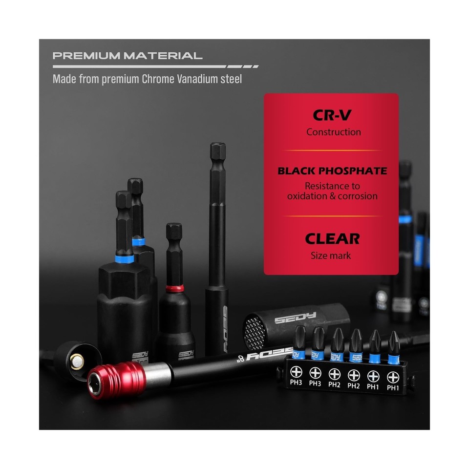 80-Piece Premium Magnetic Impact Nut Driver Set Metric & SAE with ...