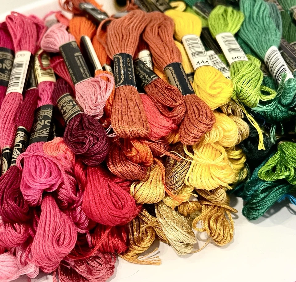 Lot of 315 Embroidery Floss Thread Skeins DMC JP Coats Galaxy Partials Fabric (C - Image 2 of 4