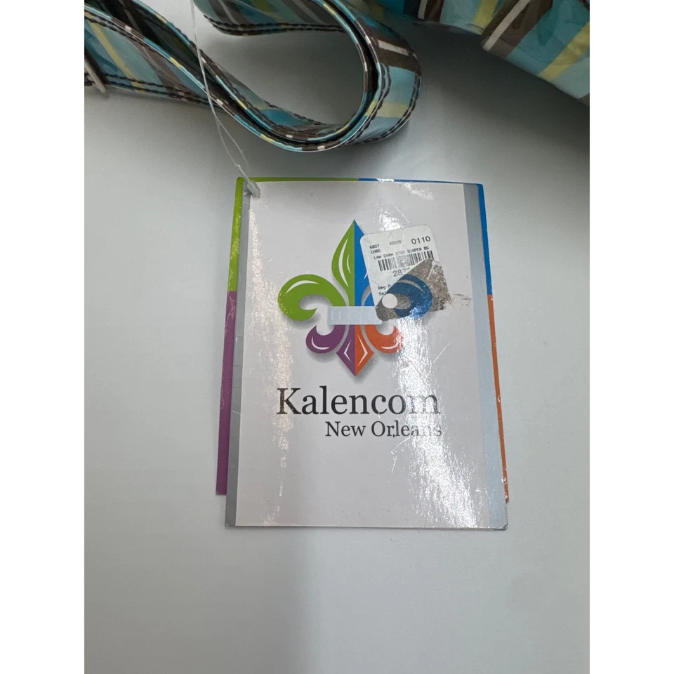 Kalencom · Buckle Messenger Diaper Bag Set · Laminated Striped · Turquoise/Brown - Image 3 of 4