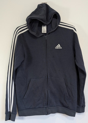 Adidas Hoodie Herren Medium Navy 3 Streifen Fleece gefüttert Reißverschluss klassisches Sweatshirt