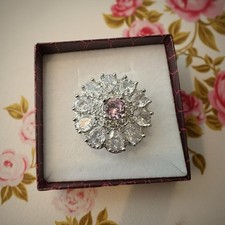 Sterling Silver Gemstone Flower Ring Size 7