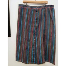 VTG 90's Reversible Boho Artwear Button Front Midi Skirt Oversized SZ L/XL 12  16