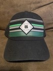 Black Clover Golf Baseball Cap Hat Green Live Lucky RN# 97071 Trucker Striped — photo 1