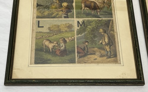 6 Antique 19th C Kronheim & Co. ALPHABET HOUSE Framed Colored Engraving Prints - Picture 13 of 23