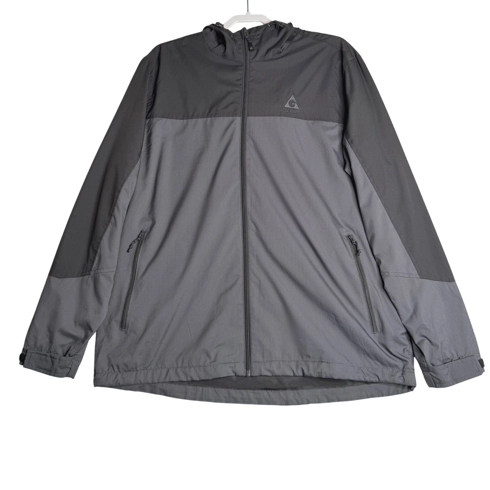 Gerry Hooded Windbreaker Lightweight Ripstop Jacket Gray Mens XL