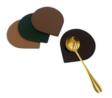 New Leather Petal Coasters Set Of 4