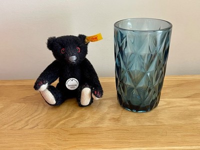 Hervorragende Vintage Miniatur 5 Zoll Steiff Titanic 1912 schwarz Mohair 029011 Teddybär