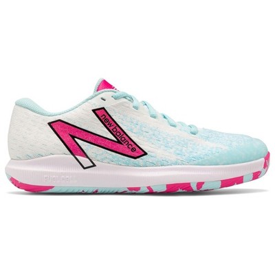 New Balance Women's Fuel Cell 996 v4 Tennis Shoes (White/Pink Glo/Glacier) - 8.5
