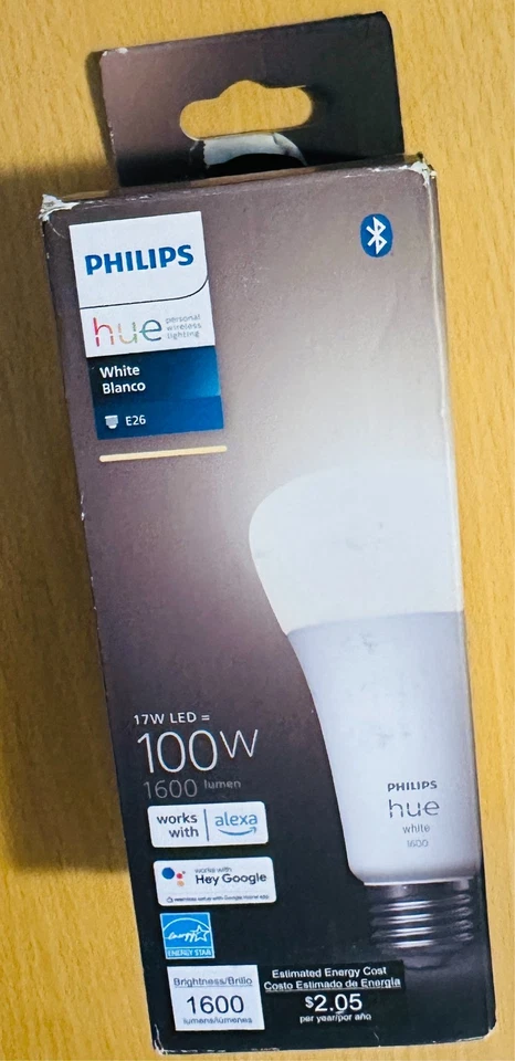 Philips Hue Smart 100W A21 LED Bulb - Soft Warm White Light - 1 Pack - 160LM - E - Image 2 of 4