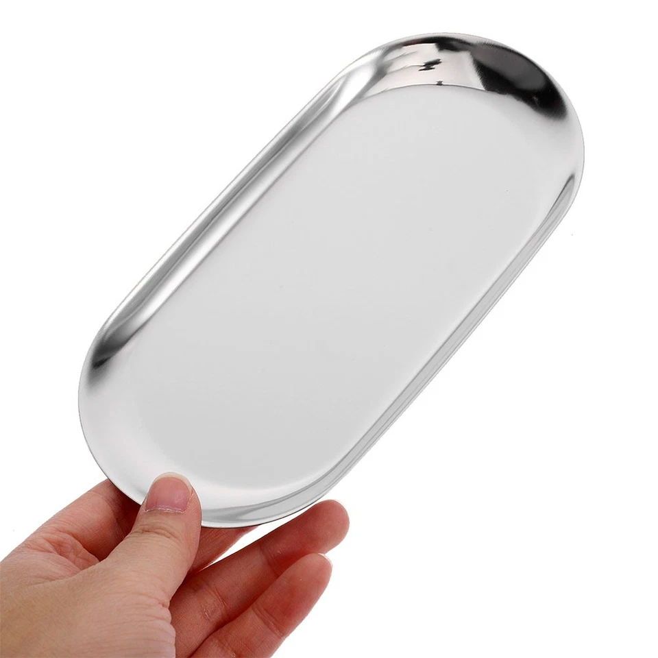  Vassoio ovale in argento Vassoio per gioielli in acciaio inossidabile Vassoio - Immagine 2 di 4