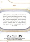 2025 Topps Chrome Disney Pixar Toy Story Rex #92 base NM/M card with blue box and gold “Disney Pixar” logo.