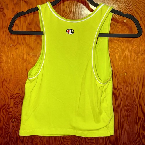 Champion Cropped Tank Top Size Medium Racerback Lime Green - Picture 3 of 4