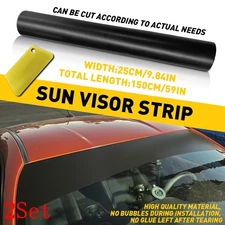 Universal Windshield Matte Banner Black Vinyl Decal Sun Strip 60"x10" 2Set