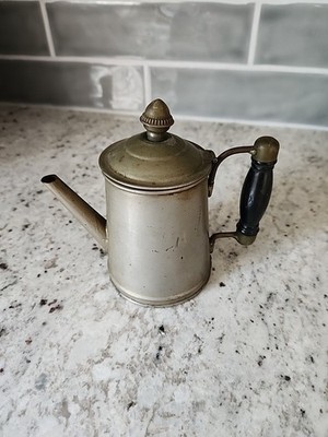 Antique Primitive Tea Coffee Kettle Wood Handle Copper Bottom 18/1900 s