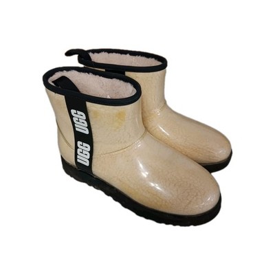 UGG Classic Clear Mini Boots Natural Black Waterproof Sheepskin Women's Size 10