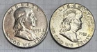 1951 P  & 1951 D * 2 SILVER Ben Franklin HALF DOLLARS * As Seen * USA $5.00 SHIP