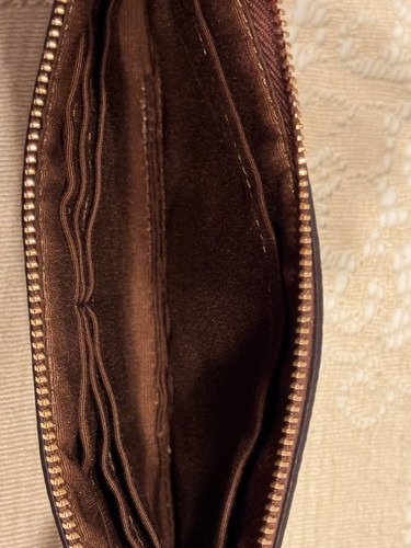 Coach Signature C Pattern Wristlet Wallet Beige/Brown/Gold 7 3/4" x 4 3/4" - Picture 14 of 24