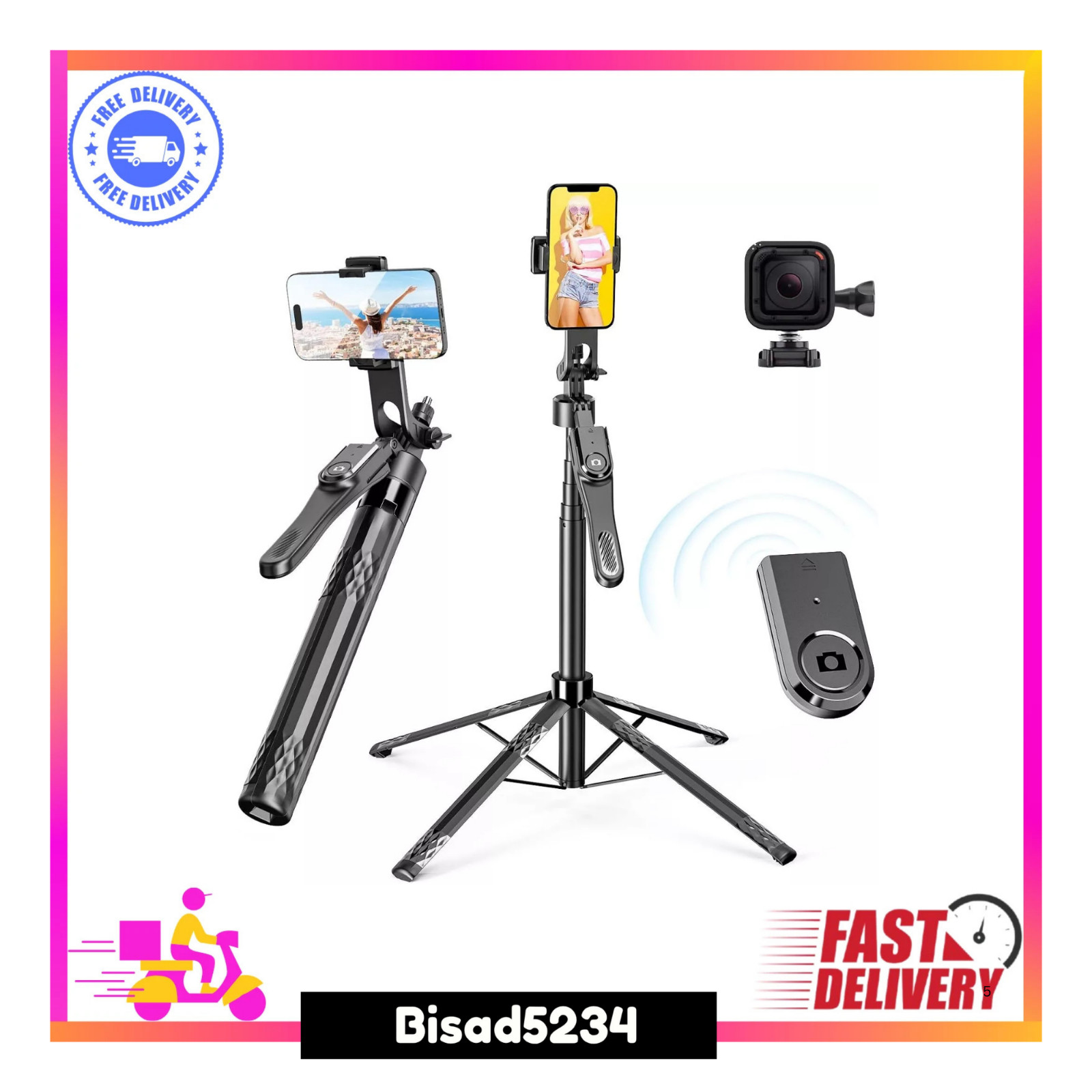 72'' Cell Phone Tripod Remote Stand Selfie Stick Video Recor