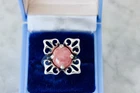 Vintage Carolyn Pollack Relios Size 9 Sterling Silver Rhodochrosite Floral Ring