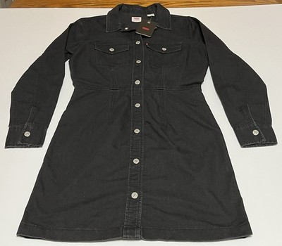 Levi's Womens Ellie Denim Dress Black Size Small Button NWT New