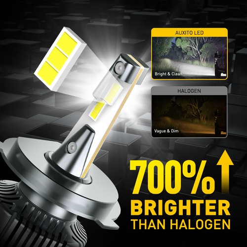 2X LED AUXITO Headlight H4 Kit High Beam Low Bulb White Super 6500K Error Free - Picture 3 of 11