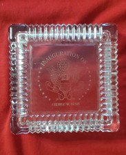 George W. Bush Inauguration Glass Ash Tray Set of 2 2001