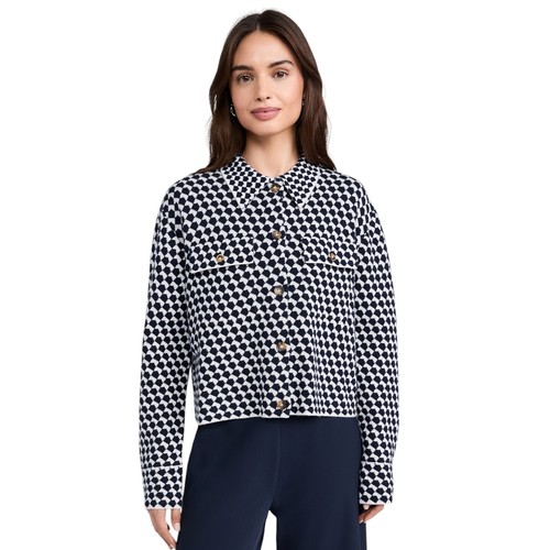 LA LIGNE Patterned Cropped Jane Jacket in Navy & Ivory S - Picture 4 of 11