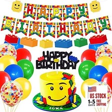 Building Blocks Themed Birthday Party Decorations Pack - Includes Glitter Cake