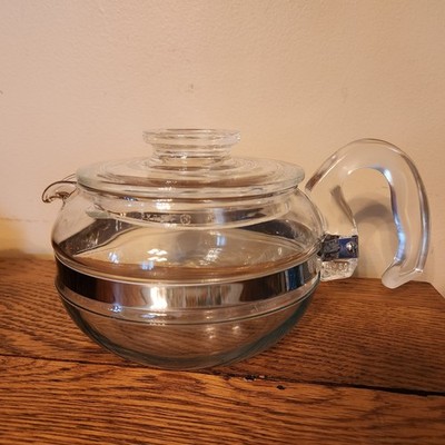 PYREX USA Flameware 8336 Stovetop Teapot Lid 6 Cup Glass Tea Kettle Vintage VTG
