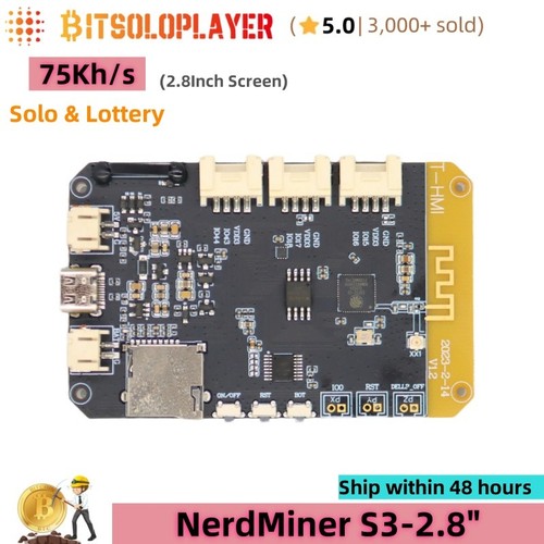 NerdMiner ESP32 S3 2.8" BTC Solo Miner WiFi 75Kh/s Crypto Bitcoin Lotto Mining - Imagen 4 de 7