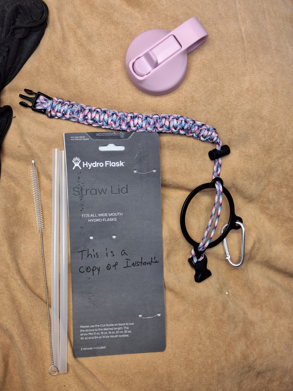Hydro Flask Wide Mouth Straw Lid with 2 Straws, Brush & Hand