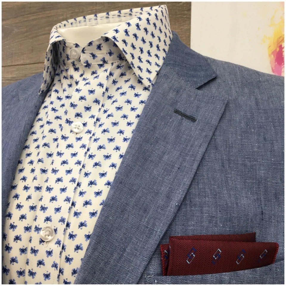 DI MILANO Hombres Blazer Abrigo Deportivo Chaqueta Informal Talla 42R Dos Botones Lino Traje Foto 2 de 4