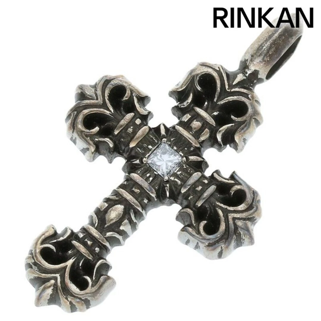 CHROME HEARTS Collana Top Cuori Cromati Filigrana Piccola 1dia 1 Diamante Argento Uomo Usata