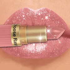 Glitter Lipstick Rose Pink Long-Lasting Waterproof Shiny Velvet Finish