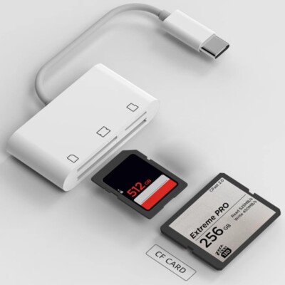 USB Fast Speed SDTFCF Multiple Card Reader for Phone 15/16 Type C Devices