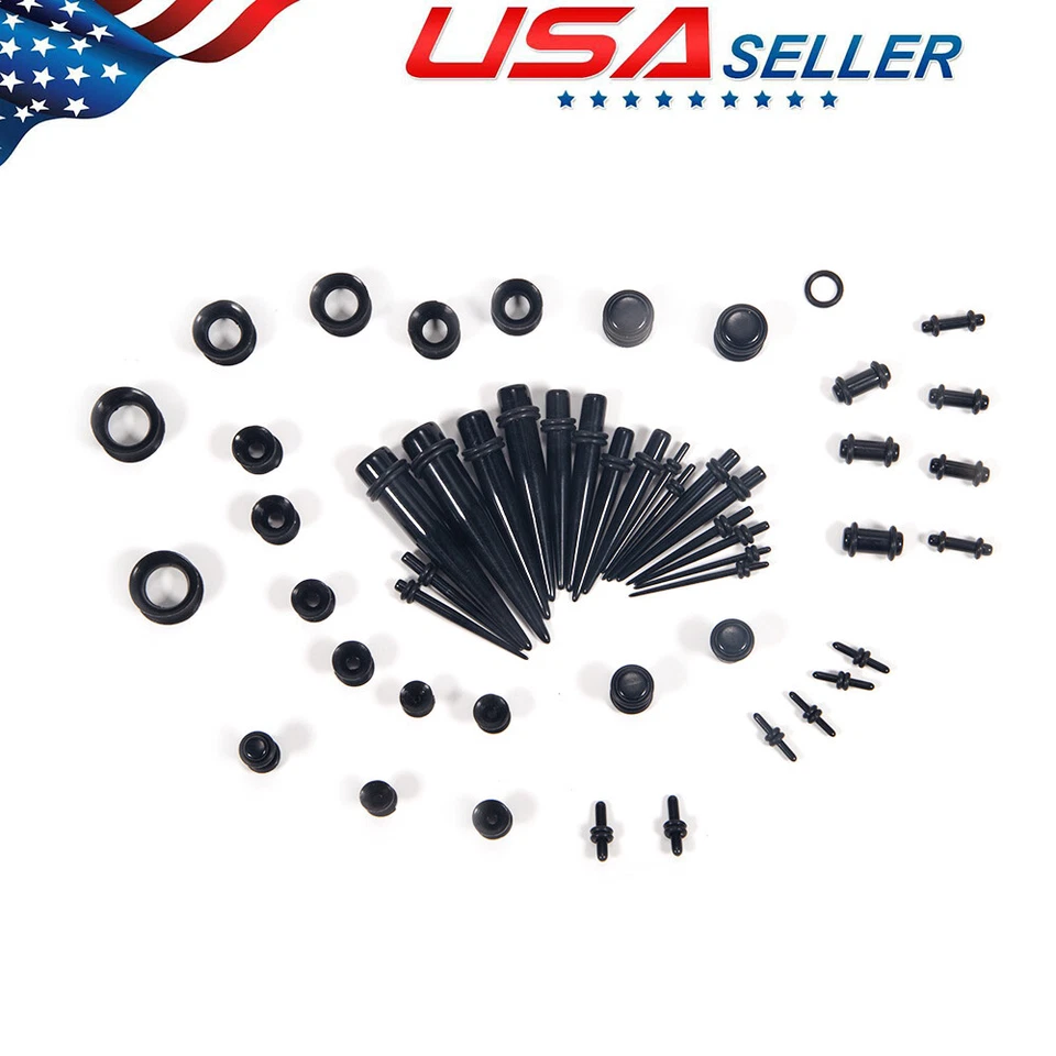 Kit de estiramiento de oreja de 50 piezas 14G-00G medidores de oreja cónicos tapones túneles juego expansor Foto 2 de 4