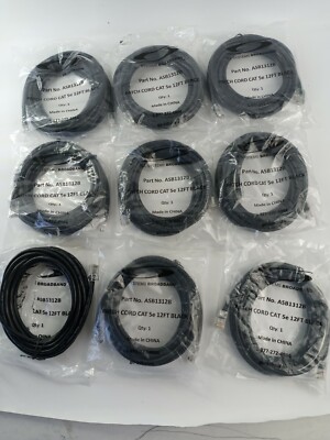 (LOT 9) Cat5e Patch Cord Network Ethernet Cable (12 FT, BLACK)