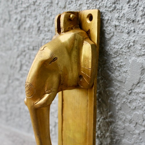 Elephant Door Knocker Heavy Brass Metal Vintage Mid Century Modern Gold Knockers - Picture 9 of 12