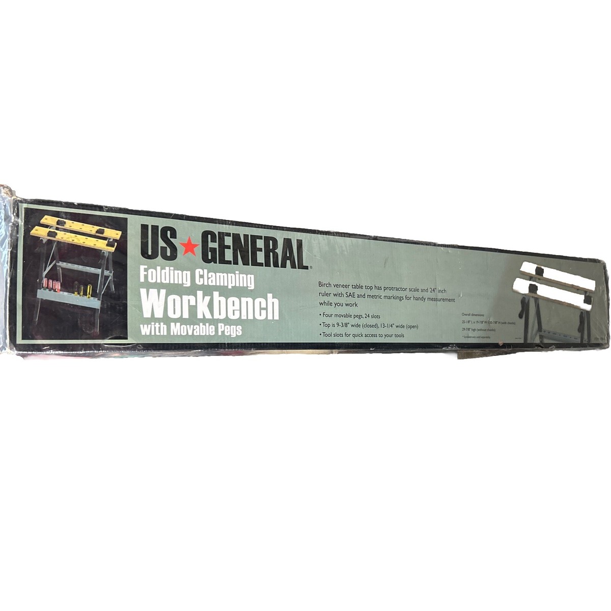 US GENERAL Workbench Folding Clamping Movable Peg Work Shop Auto