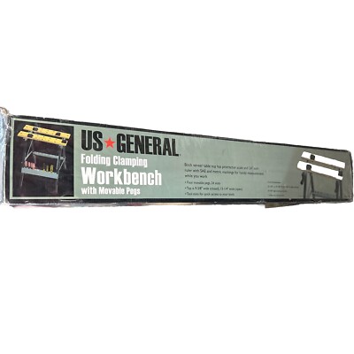US GENERAL Workbench Folding Clamping Movable Peg Work Shop Auto Bench Table NIB