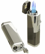 Triple Flame Cigar Torch Lighter with Cigar Punch Cutter