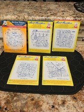 Lot of 5 Aunt Martha's Hot Iron Transfers Dogs, Denim Dan, Pot Holders, Mice