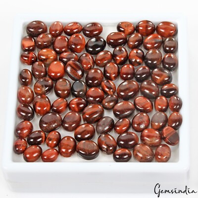 250 CT Natürlich Oval Cabochonschliff Rot Tigerauge Lose Edelstein Menge für