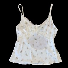 Y2K-Style Floral Lace Camisole Baby Doll Cami Tank Top Cottagecore M