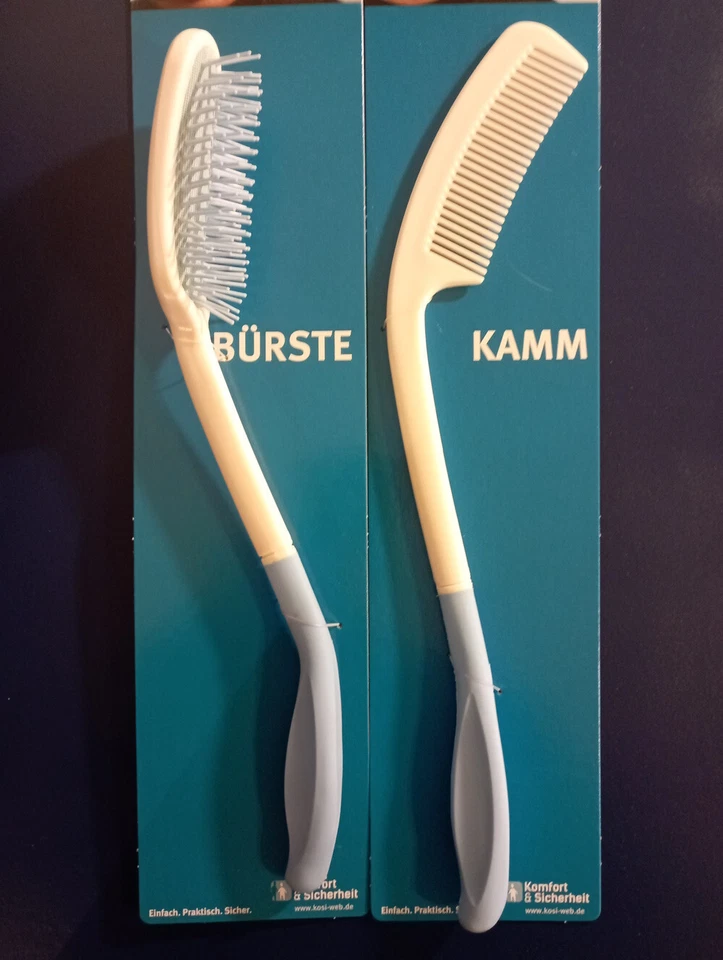 Set HSI Haarbürste + Kamm mit extra langer Reichweite Senioren mit langem Griff